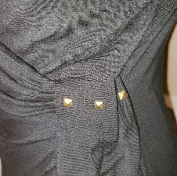 BNWT Black Deep V Ruched Black w Gold XS - Picture 3 of 4